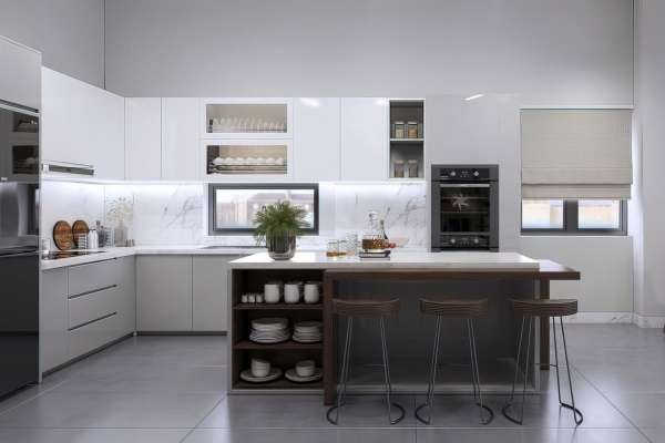 Mẫu thiết kế nội thất nhà bếp thông minh cho nhà chật thêm rộng